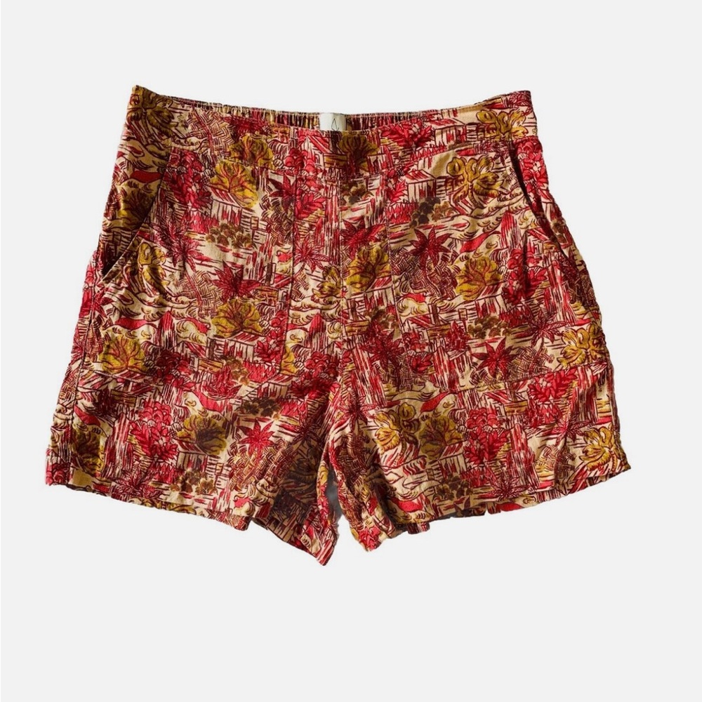 Joie Large Linen Blend Pull-on Tropical Beach Shorts